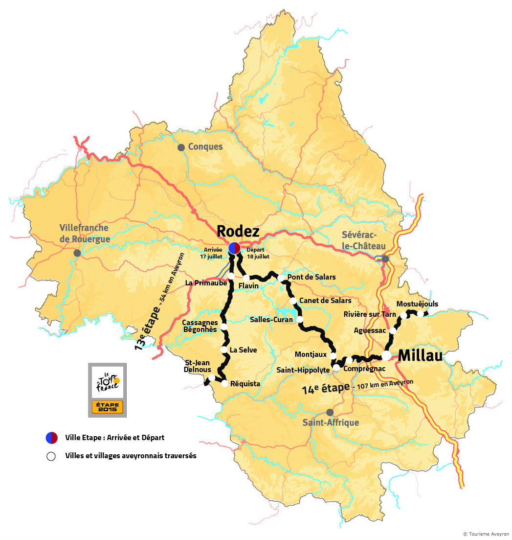 Parcours préssenti - Tour de France 2015 en Aveyron © Tourisme Aveyron