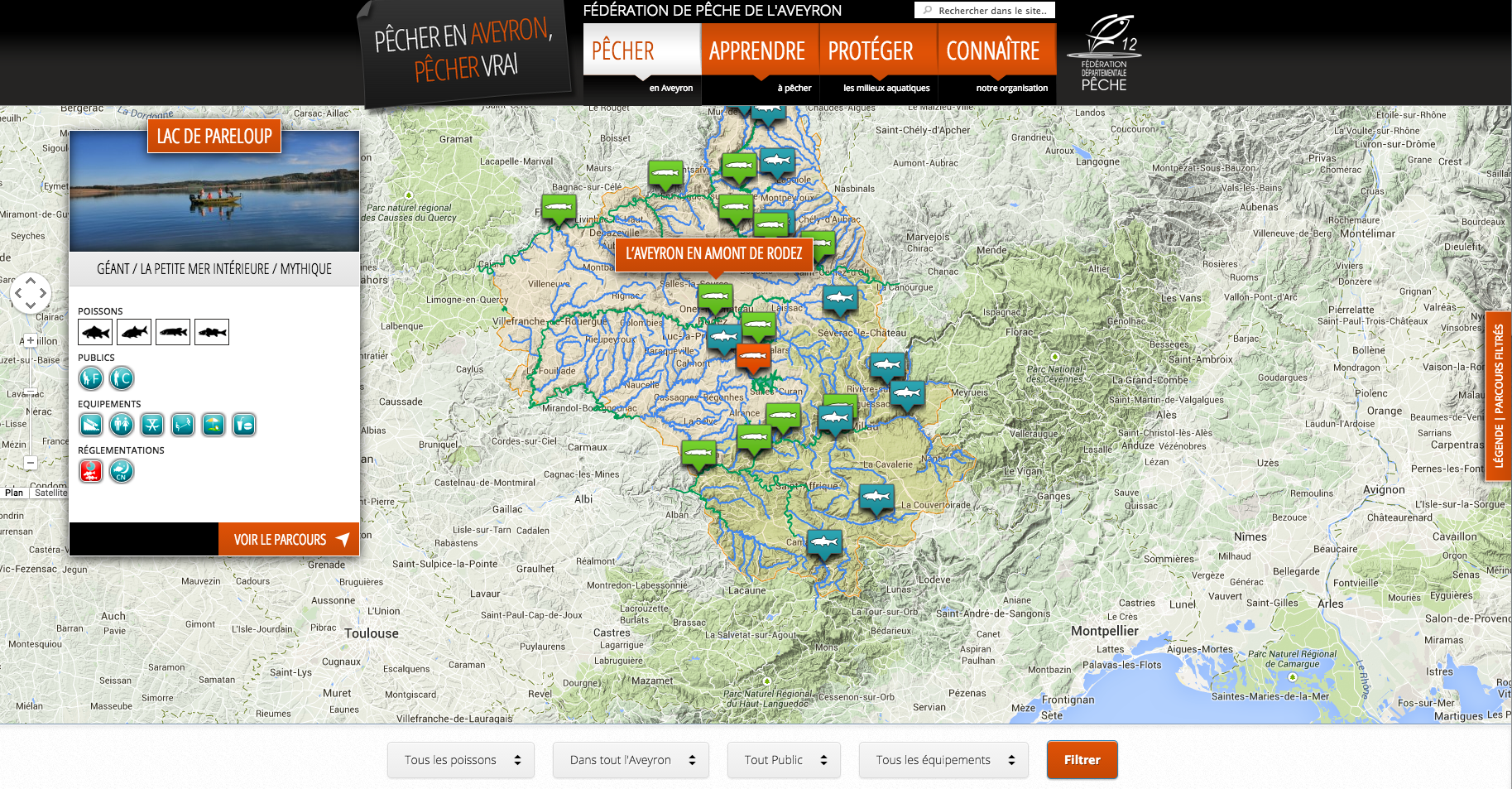 Carte Interactive Site de la Fédération de Pêche de l'Aveyron